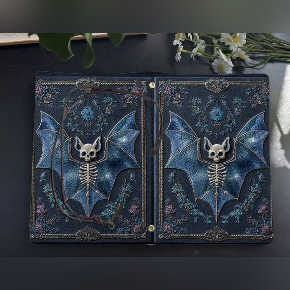 Gothic Blue Bat Skeleton Journal - Picture 3 of 4